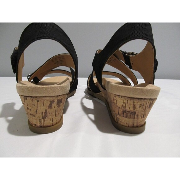 LifeStride Breeze Women’s Strappy Wedge Sandals Black 8W NWOB Cork Espadrille - Picture 6 of 10